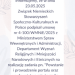 Powstanie i prowadzenie portalu oraz wydawnictwo miesięcznika Niemców w Polsce