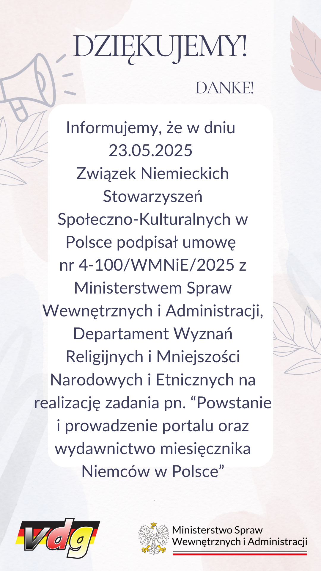 Powstanie i prowadzenie portalu oraz wydawnictwo miesięcznika Niemców w Polsce